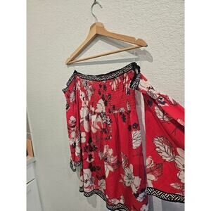 Flying tomato boho red bell long sleeve blouse sz Medium off the shoulder
